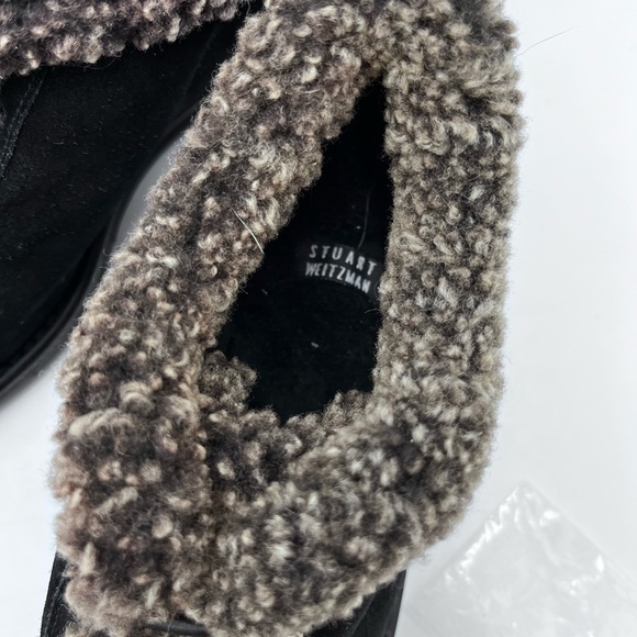 Stuart Weitzman Womens Faux Fur Lined Black Suede Leather Shoes Ankle Boots Sz 5 - Picture 10 of 16